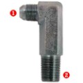 Steel Fittings: JIC 37� Male x NPTF Male Pipe Double Long 90�