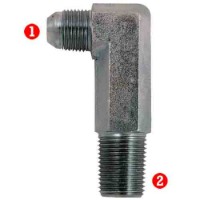 Steel Fittings: JIC 37� Male x NPTF Male Pipe Double Long 90�