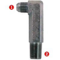 Steel Fittings: JIC 37� Male x NPTF Male Pipe Triple Long 90�