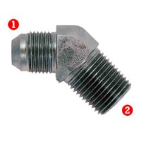 Steel Fittings: JIC 37� Male x NPTF Male Pipe 45�