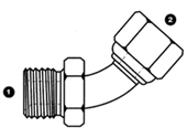 45� Male BSPP x Female BSPP Swivel Bent Tube Elbow