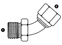 45� Male BSPP x Female BSPP Swivel Bent Tube Elbow