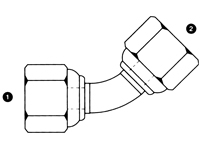 9053 | Female BSPP Swivel x Female BSPP Swivel 45� Bent Tube Elbow