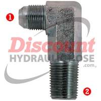 Steel Fittings: JIC 37� Male x NPTF Male Pipe Long 90�